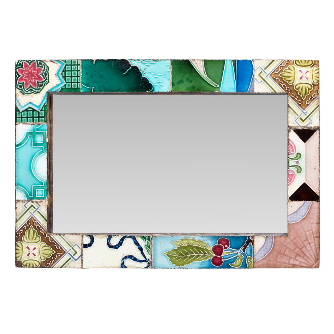 Landscape View Of Mirror Made From Old Japanese Ceramic Tiles | Indigo Antiques
