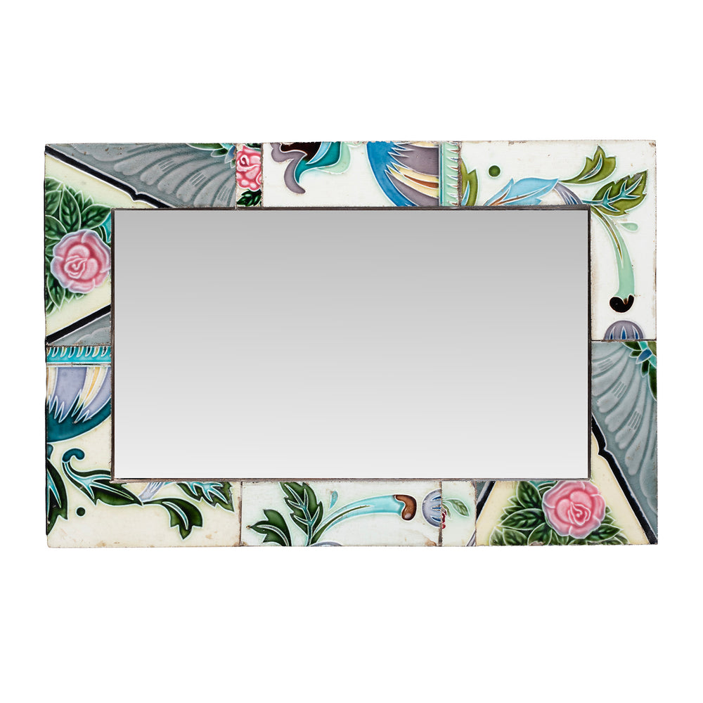 Landscape View Of Art Deco Peranakan Ceramic Tile Mirror 