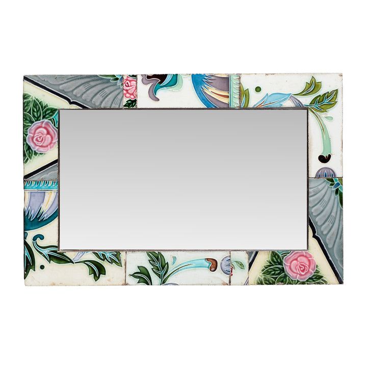 Landscape View Of Art Deco Peranakan Ceramic Tile Mirror 