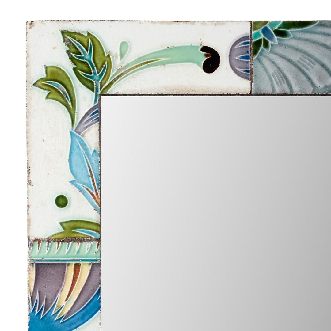 Corner Detail From Art Deco Peranakan Ceramic Tile Mirror 