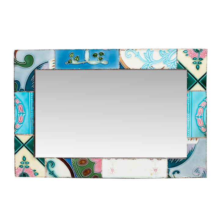 Landscape View Of Mirror Made From Old Japanese Ceramic Tiles | Indigo Antiques