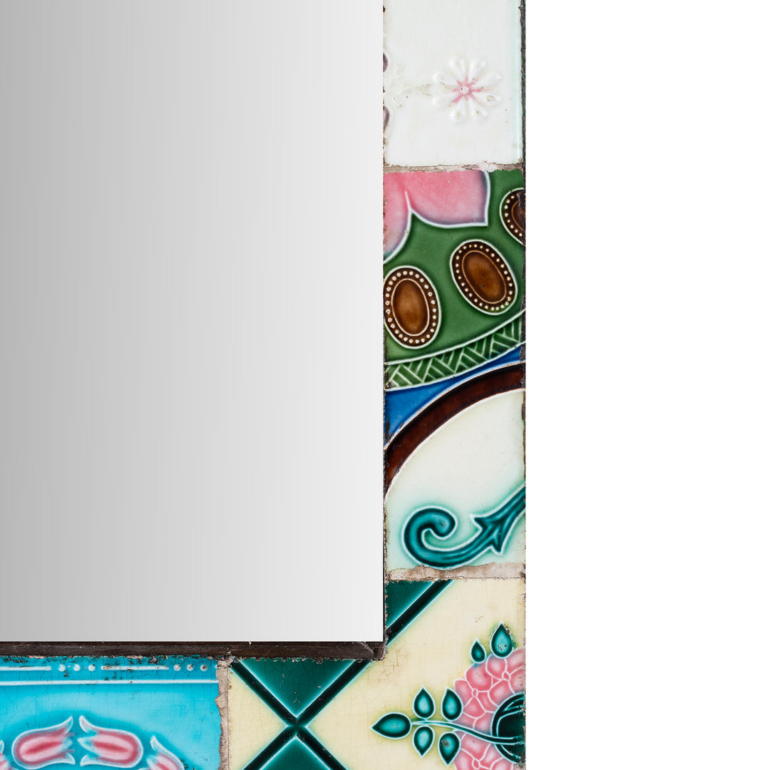 Detail From Mirror Made From Old Japanese Ceramic Tiles | Indigo Antiques