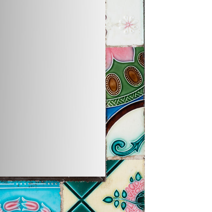 Detail From Mirror Made From Old Japanese Ceramic Tiles | Indigo Antiques