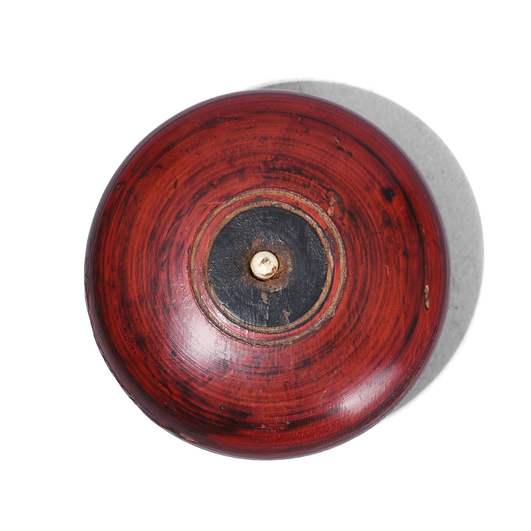 Top Down View Of Antique Indian Lacquer Pot From Rajasthan