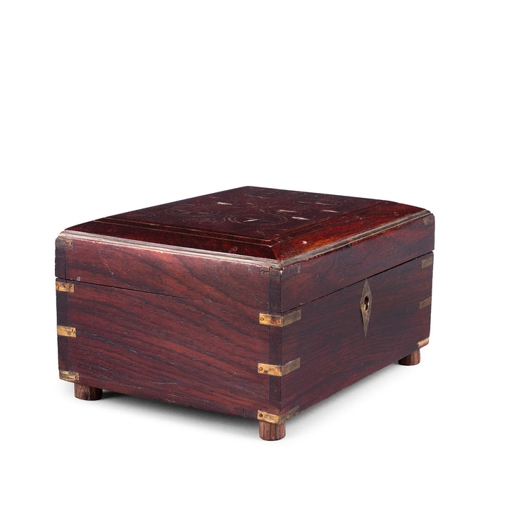 Angled View Of Antique Indian Rosewood Scent Bottle Box | Indigo Antiques