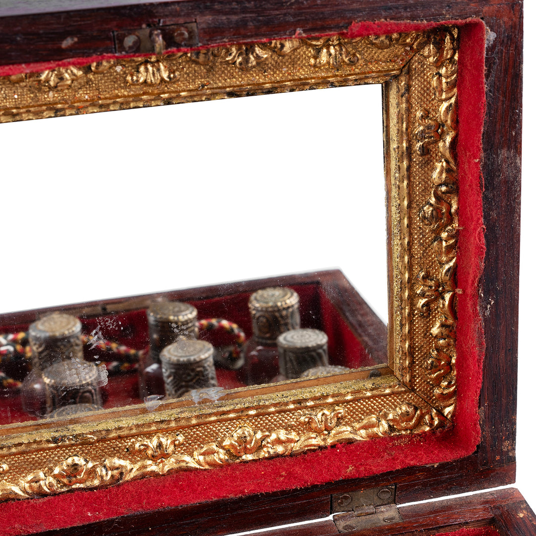 Detail From Antique Indian Rosewood Scent Bottle Box | Indigo Antiques