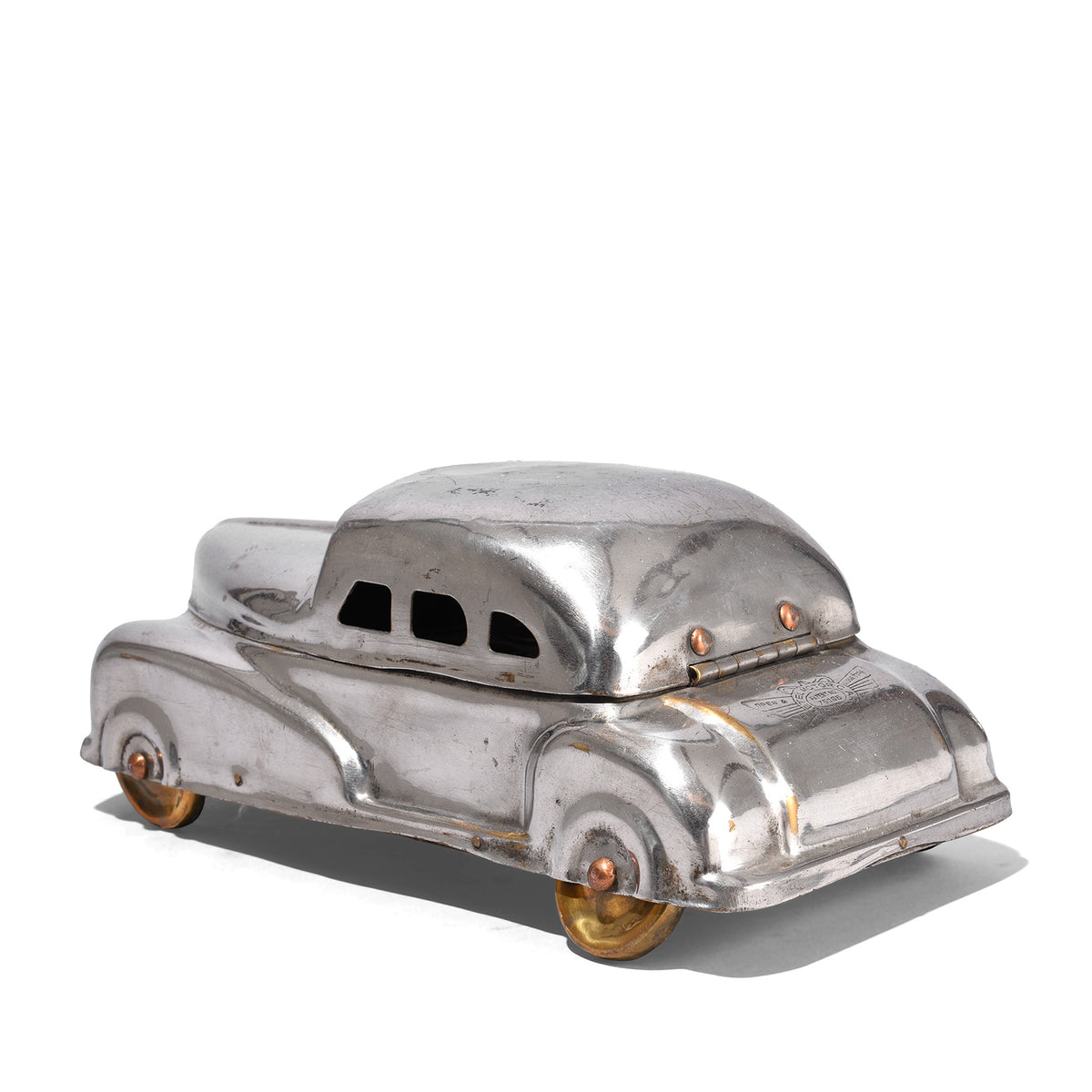 Rear View Of Vintage Brass Car Betel Nut Box - Ca 1950 | Indigo Antiques