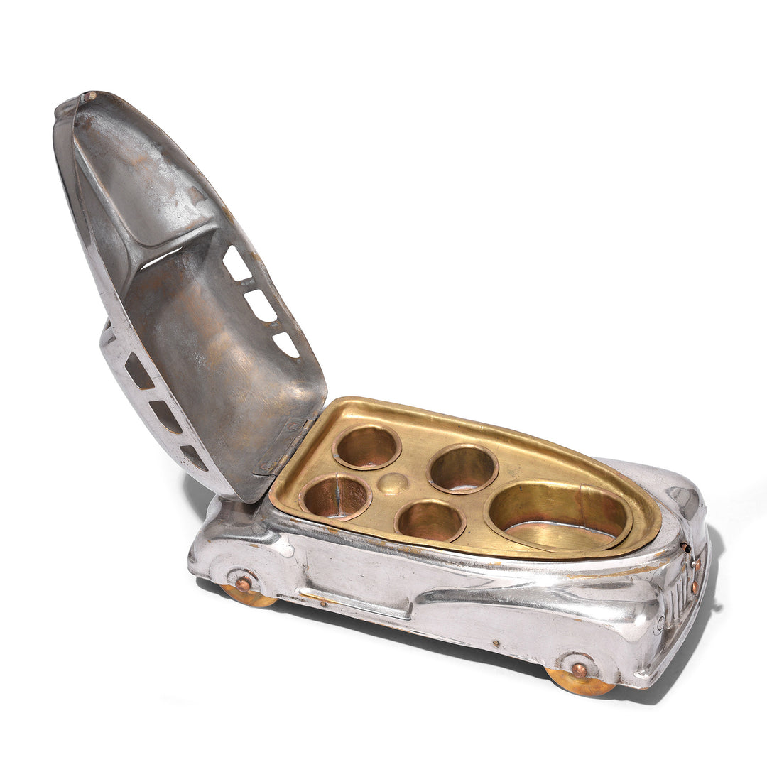 Interior Of Vintage Brass Car Betel Nut Box - Ca 1950 | Indigo Antiques