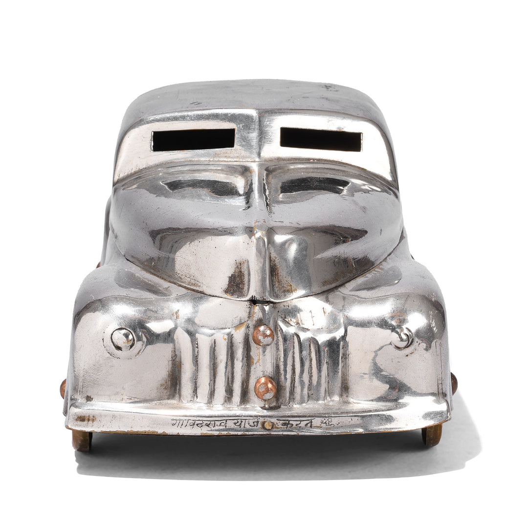 Front VIew Of Vintage Brass Car Betel Nut Box - Ca 1950 | Indigo Antiques