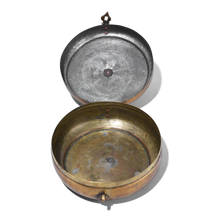 Interior Of Antique Indian Brass Chapati Box | Indigo Antiques