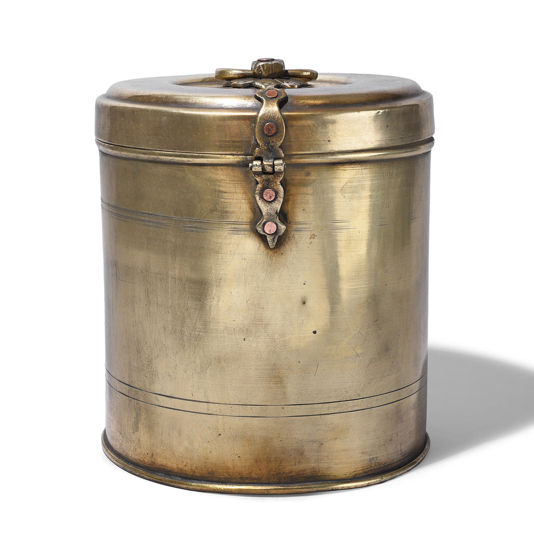 Back Of Antique Indian Brass Food Caddy 