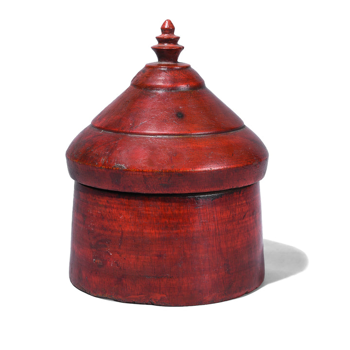 Red Lacquer Pot From Uttar Pradesh | Indigo Antiques | Indigo Antiques