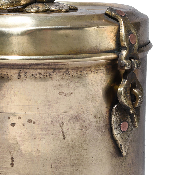 Latch Detail From Vintage Brass Food Caddy From Bombay | Indigo Antiques