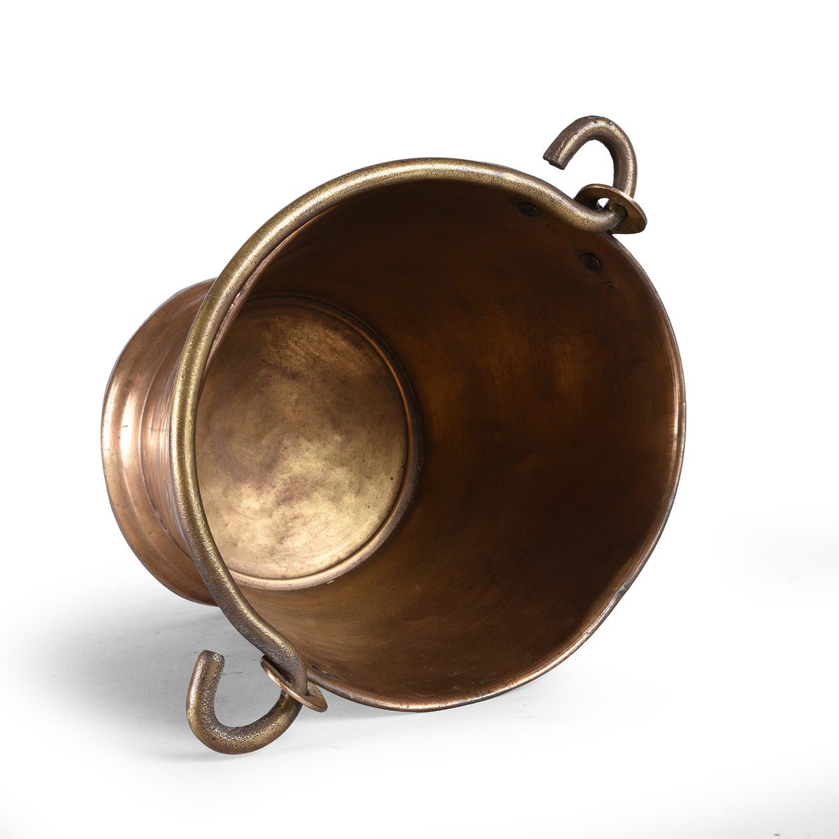 Interior Of Antique Indian Brass Temple Bucket 