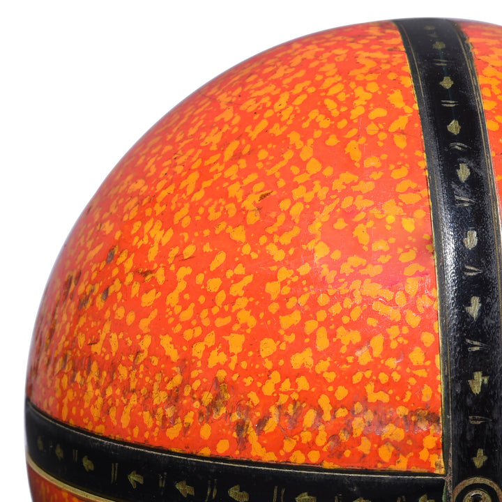 Detail From Antique Nineteenth Century Indian Barmer Spotted Lacquer Ball With Black Decorative Bands