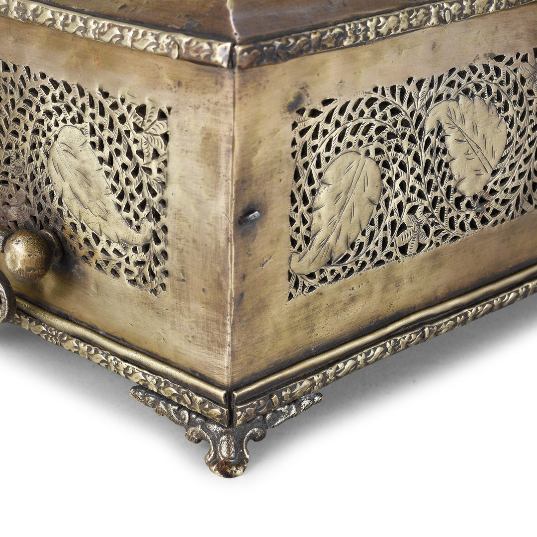 Feet Detail From Antique Indian Brass Jali Work Paan Box | Indigo Antiques