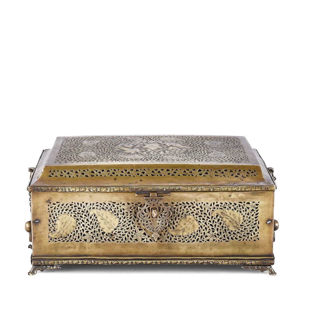 Antique Indian Brass Jali Work Paan Box | Indigo Antiques