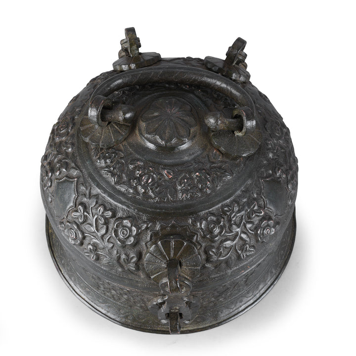 Top Down VIew Of Antique Indian Tinned Copper Paan Box
