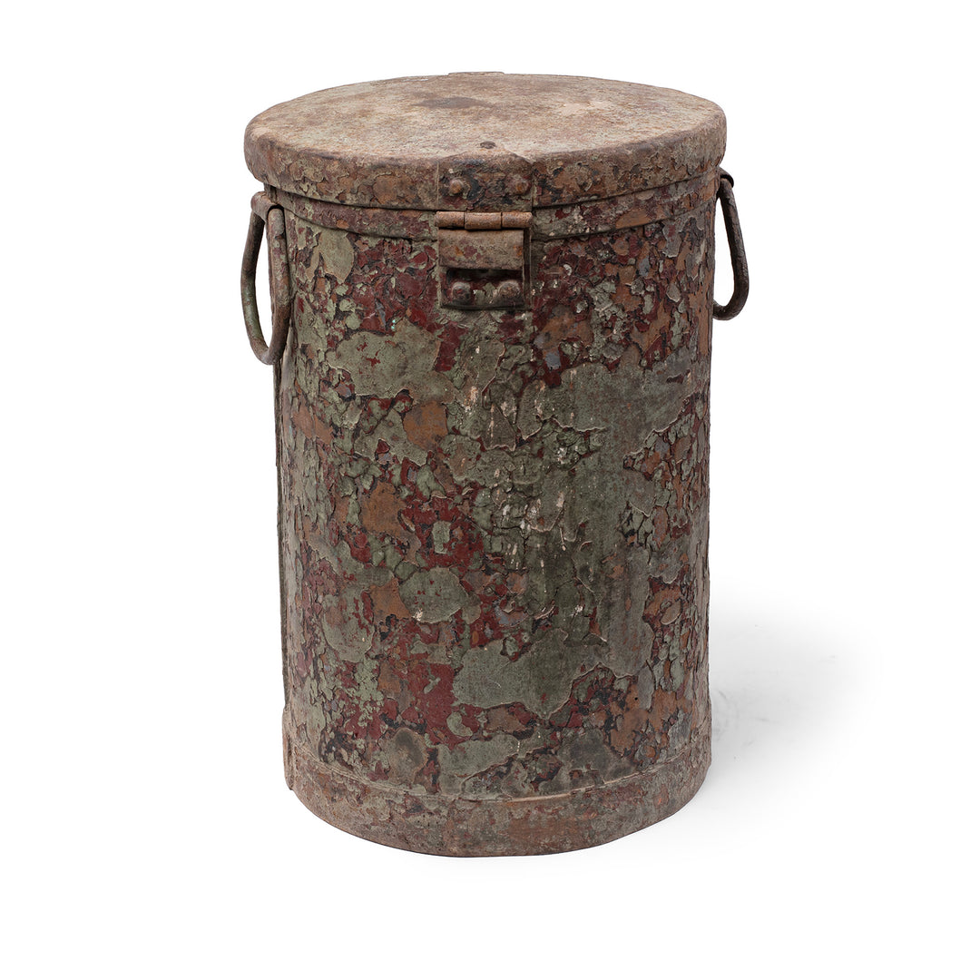 Green Painted Storage Bin From Rajasthan - Ca 1920