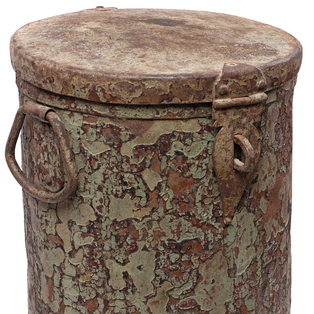 Green Painted Storage Bin From Rajasthan - Ca 1920