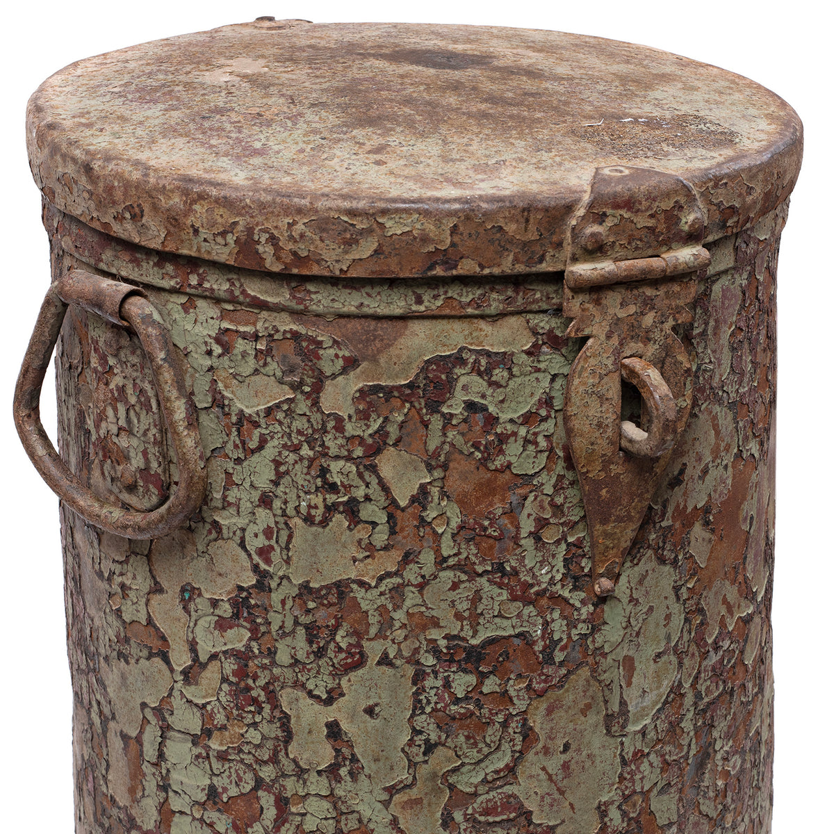 Green Painted Storage Bin From Rajasthan - Ca 1920