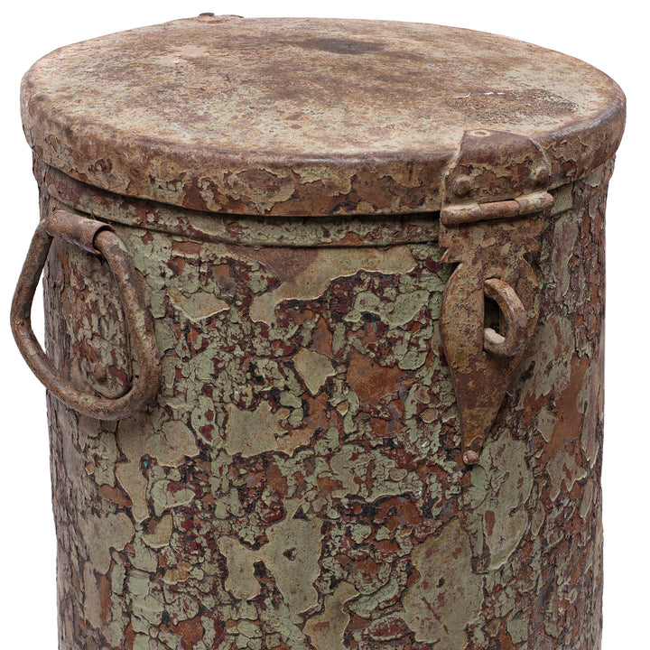 Green Painted Storage Bin From Rajasthan - Ca 1920