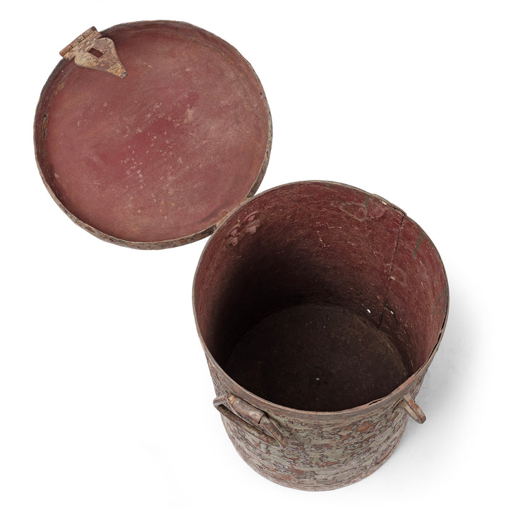 Green Painted Storage Bin From Rajasthan - Ca 1920