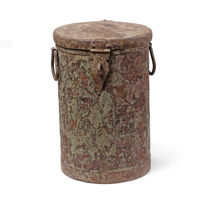 Green Painted Storage Bin From Rajasthan - Ca 1920