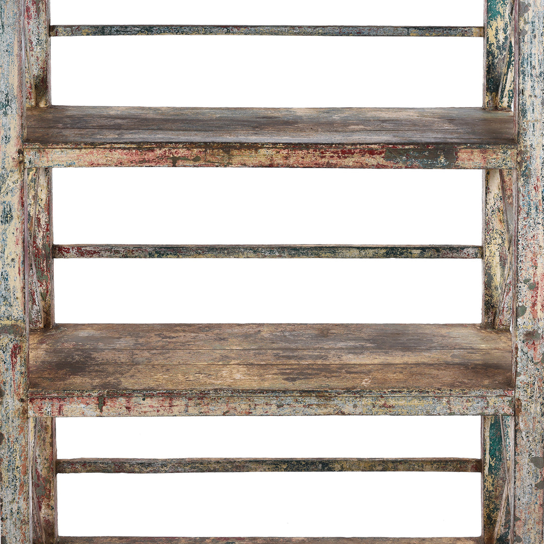 Shelf Detail From Vintage Painted Indian Teak Shelf | Indigo Antiques