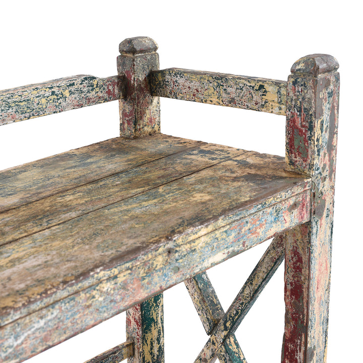 Depth Detail From Vintage Painted Indian Teak Shelf | Indigo Antiques