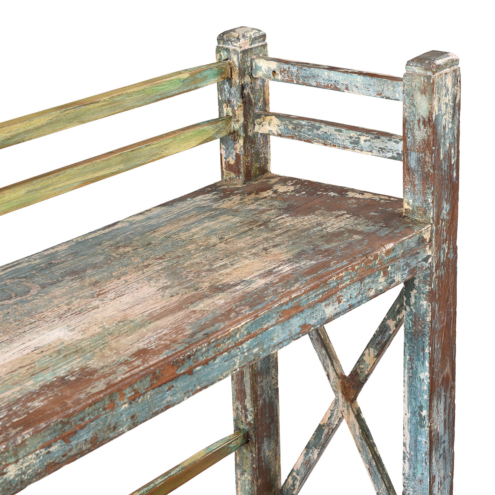 Depth Detail From Vintage Indian Painted Teak Shelf