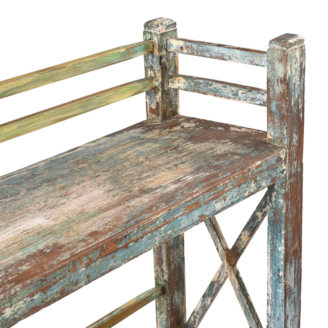 Depth Detail From Vintage Indian Painted Teak Shelf