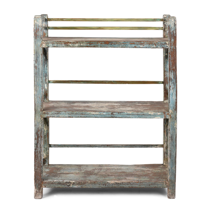Vintage Indian Painted Teak Shelf