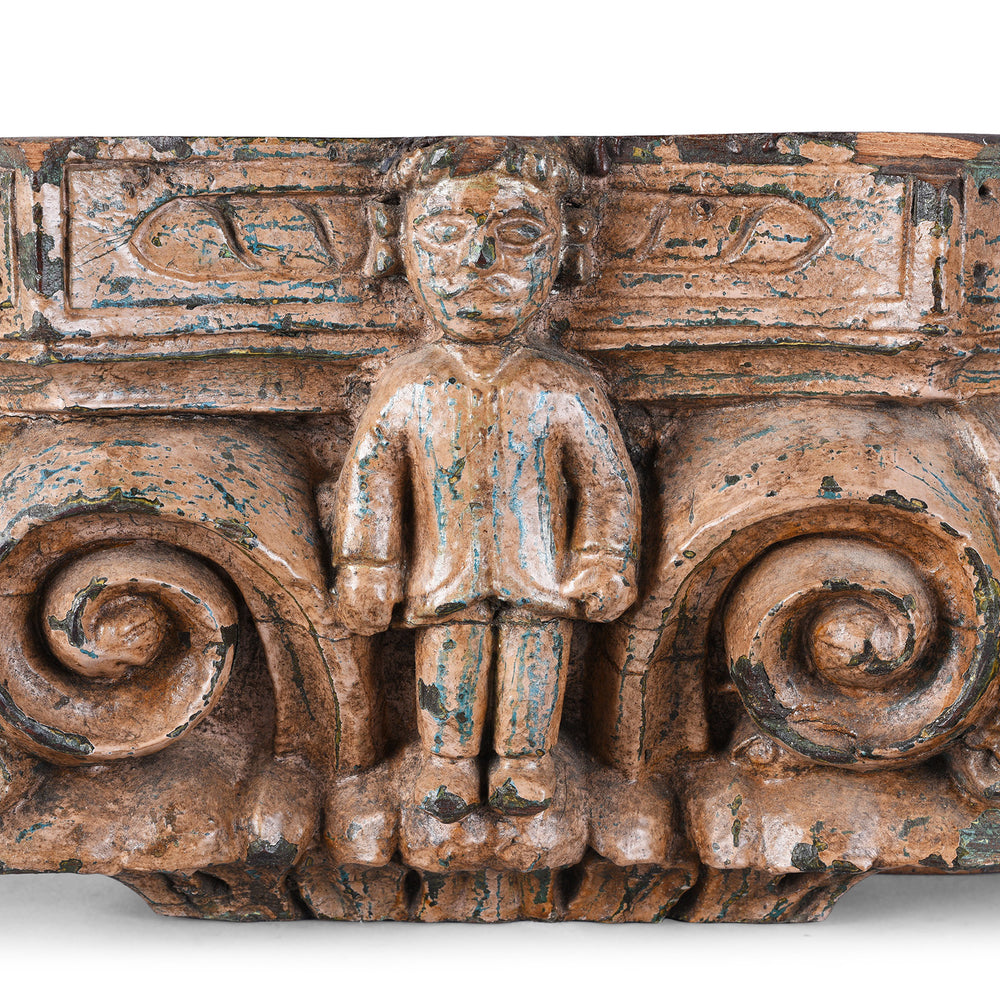 Carving Detail From Antique Indian Carved Candle Stand | Indigo Antiques