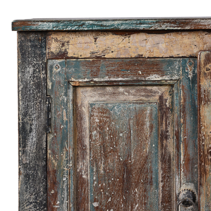 Corner Detail From Reclaimed Indian Teak Side Cabinet | Indigo Antiques