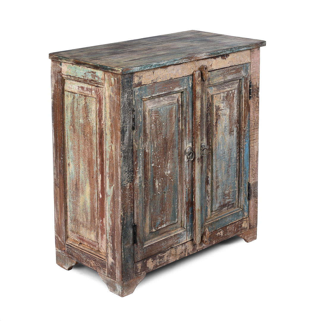 Angled VIew Of Reclaimed Indian Teak Side Cabinet | Indigo Antiques