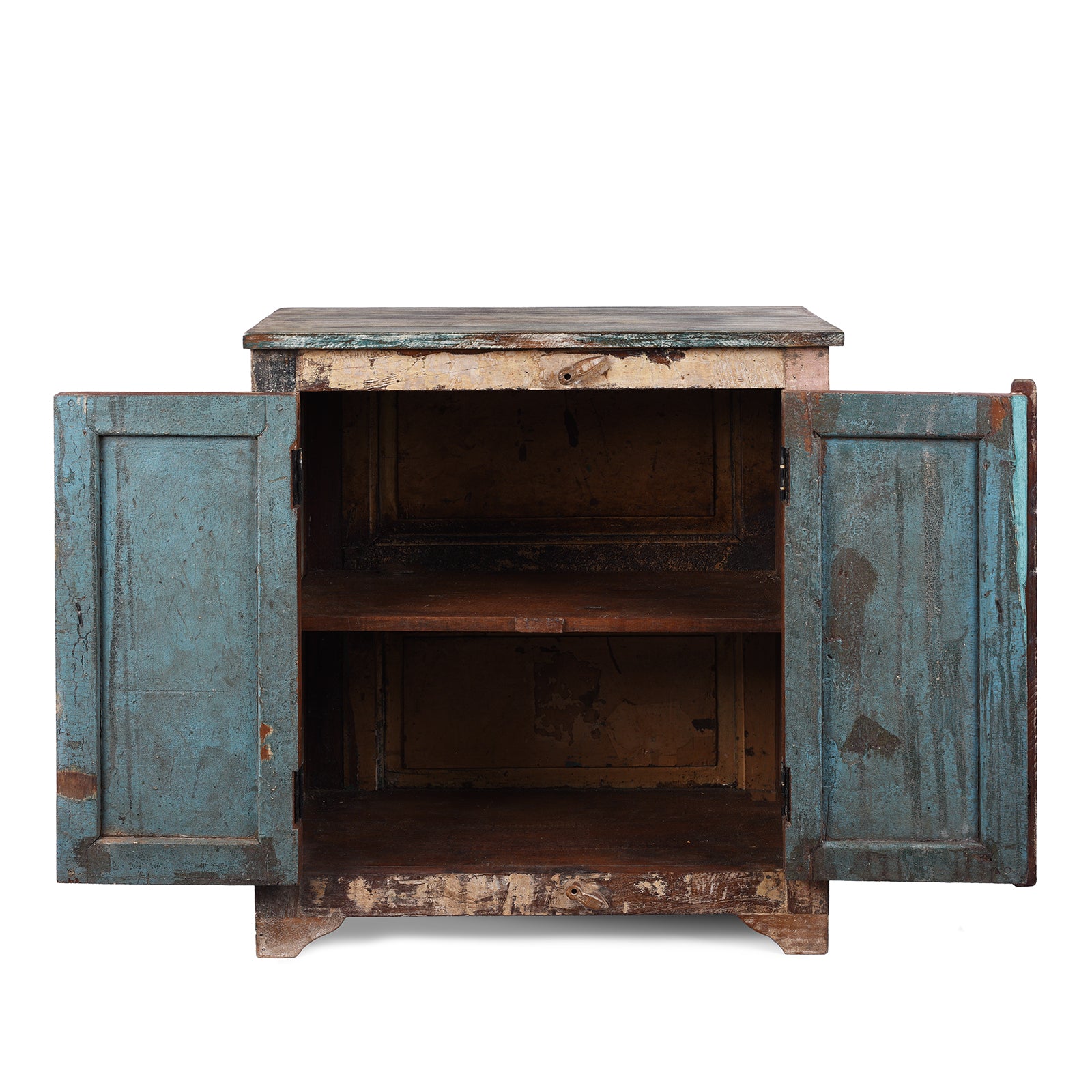 Open View Of Reclaimed Indian Teak Side Cabinet | Indigo Antiques