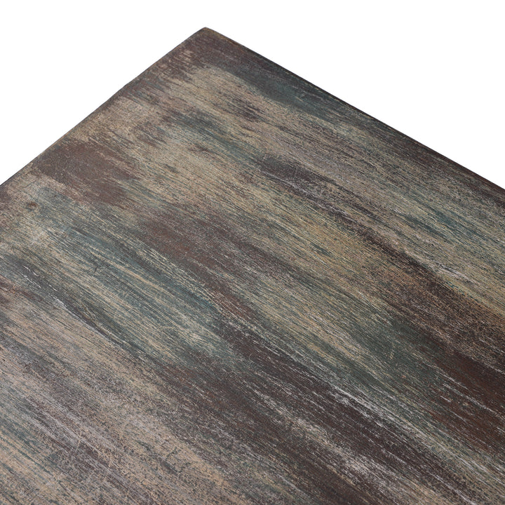 Top Corner Detail From Reclaimed Indian Teak Side Cabinet | Indigo Antiques