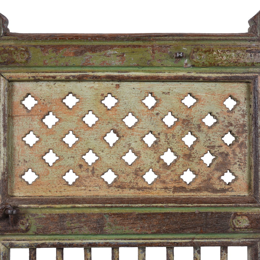 Detail From Antique Indian Green Painted Teak Dog Gate | Indigo Antiques