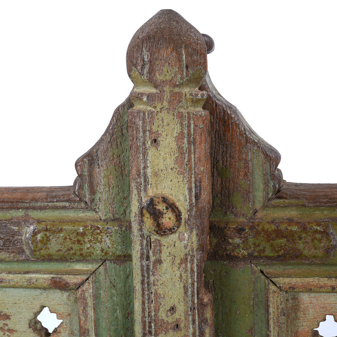 Detail From Antique Indian Green Painted Teak Dog Gate | Indigo Antiques