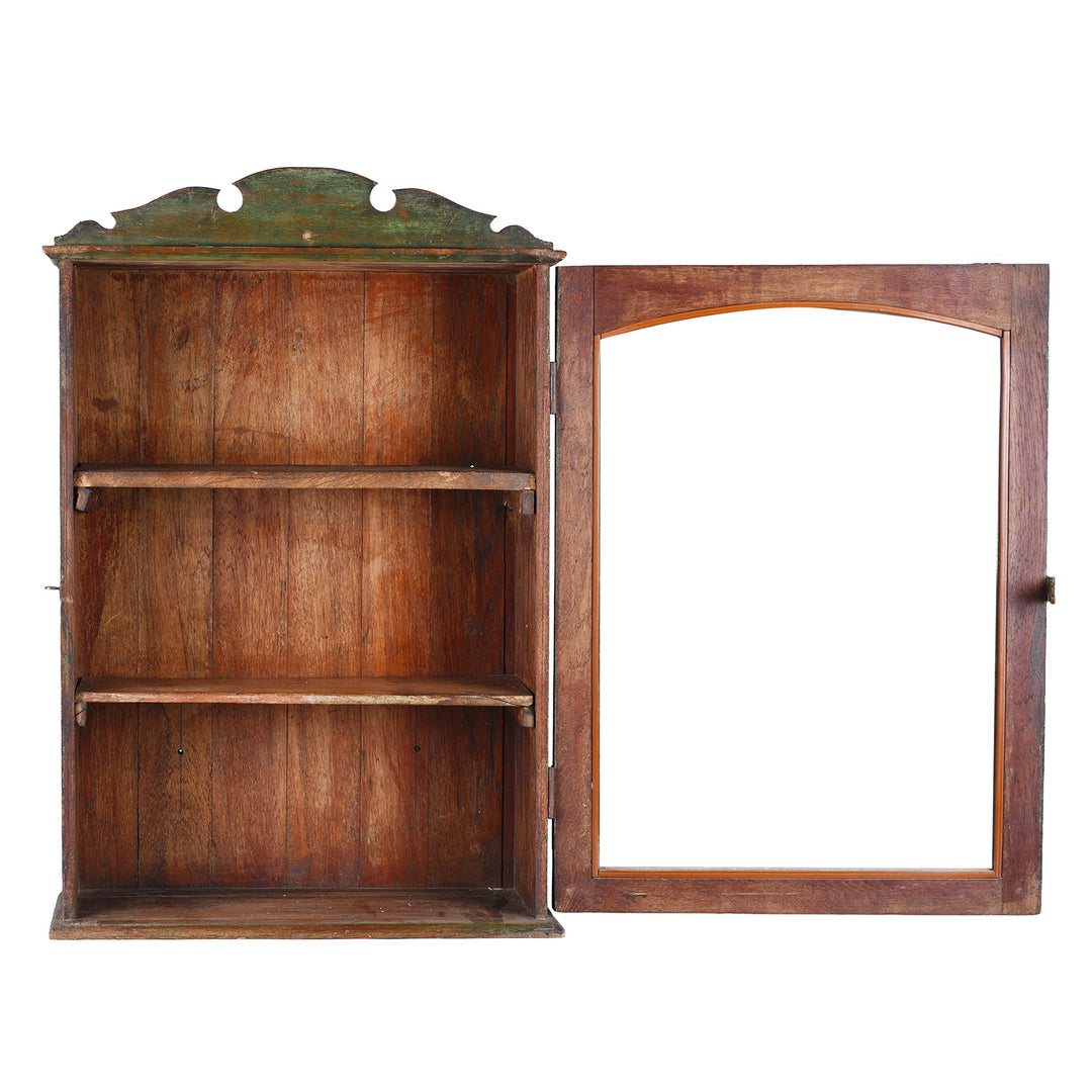 Open View Of Indian Glazed Teak Wall Cabinet | Indigo Antiques