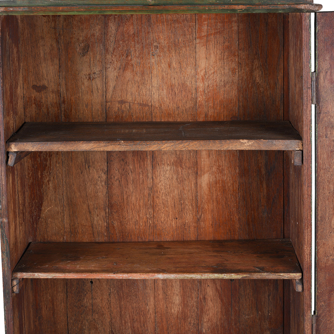 Interior Detail From Indian Glazed Teak Wall Cabinet | Indigo Antiques