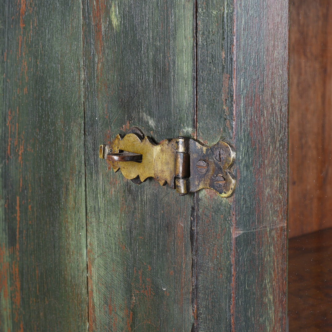 Latch Detail From Indian Glazed Teak Wall Cabinet | Indigo Antiques