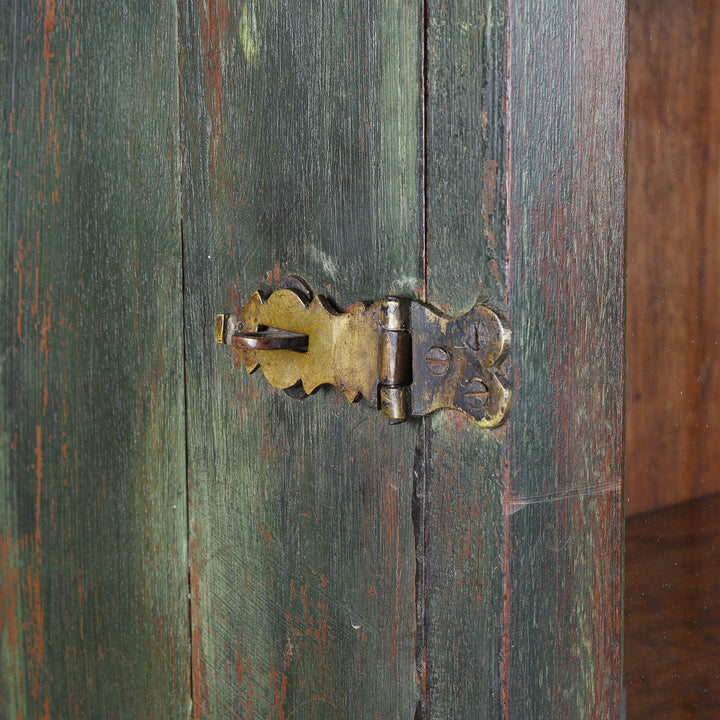 Latch Detail From Indian Glazed Teak Wall Cabinet | Indigo Antiques