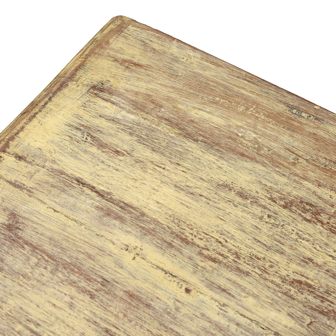 Surface Detail From Vividly Painted Sideboard With Four Doors And Shelf Made From Reclaimed Wood From Historic Buildings In Rajasthan And Gujarat