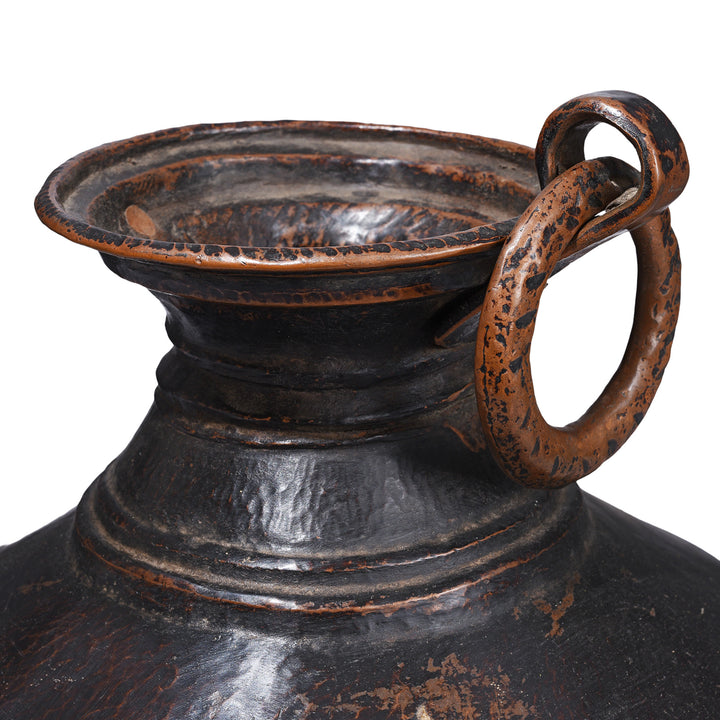 Spout Detail From Nineteenth Century Hand Beaten Copper Water Pot From Nepal With Forged Ring Detai