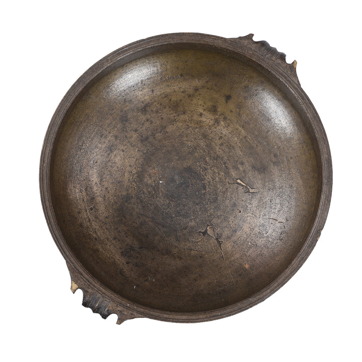 Top Down View Of Bronze Urli Cauldron With Loop Handles From South India 19th Century