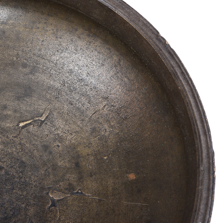 Top Down View Of Bronze Urli Cauldron With Loop Handles From South India 19th Century