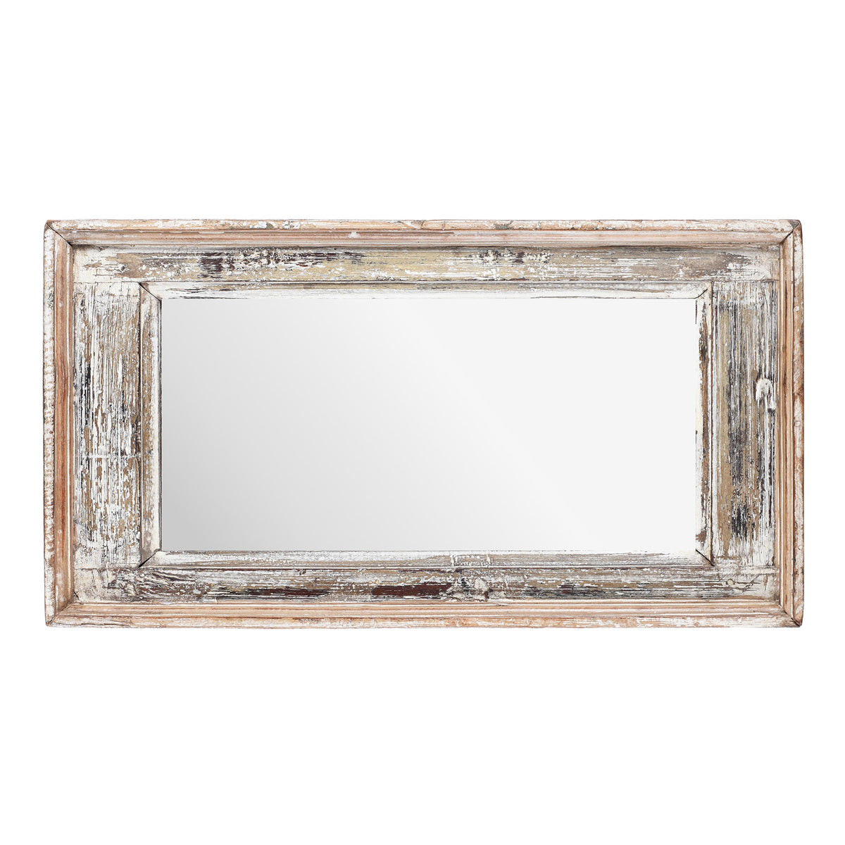 Landscape View Small Rustic Indian Reclaimed Wood Teak Mirror