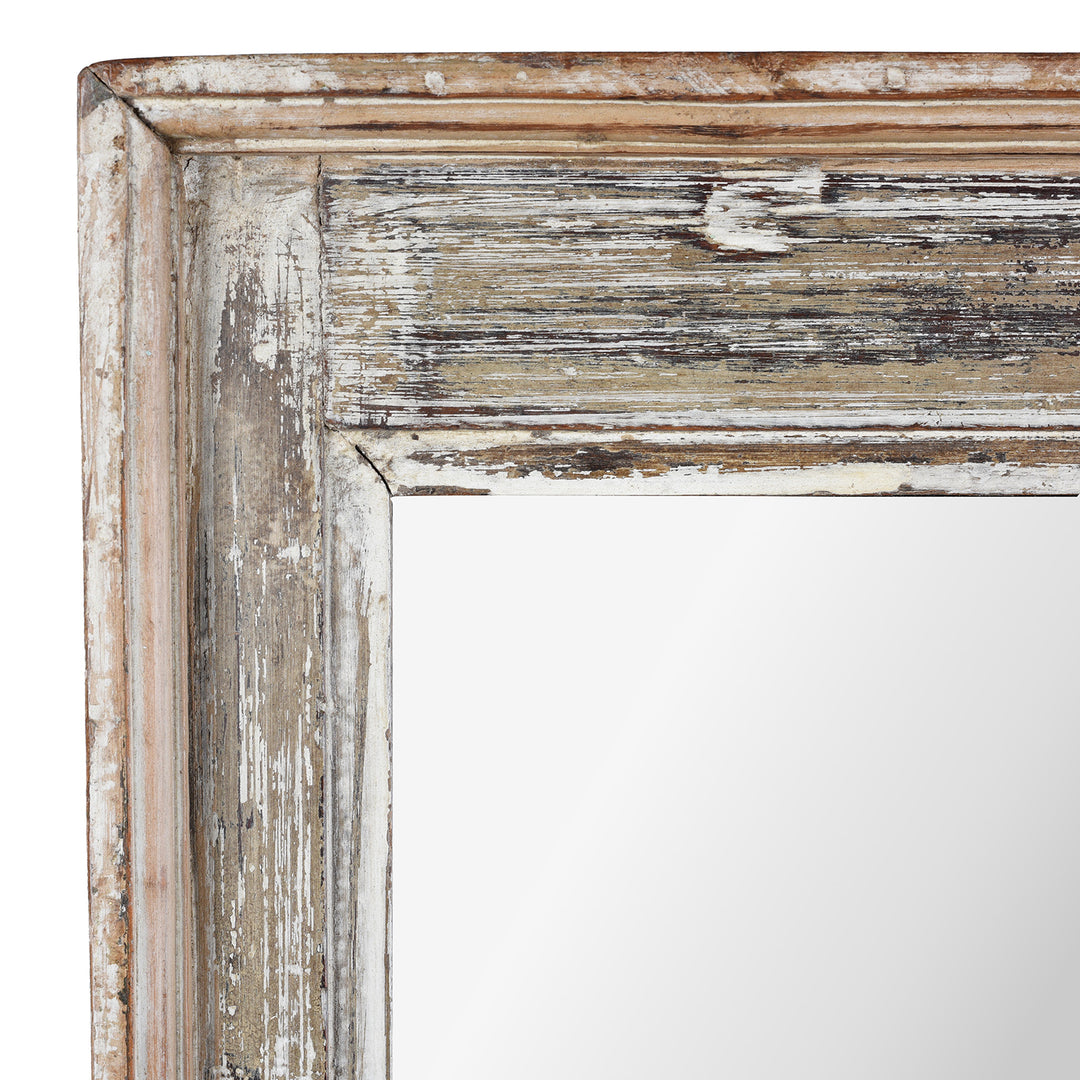 Corner Detail From Small Rustic Indian Reclaimed Wood Teak Mirror
